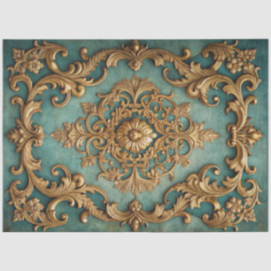 Papier Mousseline Découpage élégant or faux sarcelle