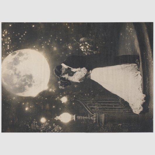 Papier Mousseline Découpage Élégante Couple Danser au clair de lune (Recto)