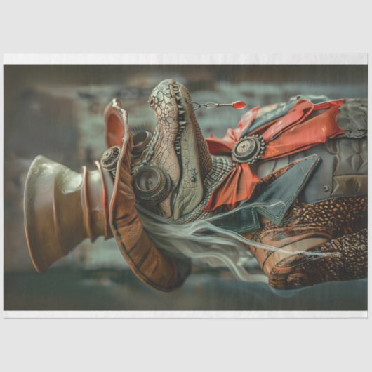 Papier Mousseline Découpage élégante dame Steampunk (Recto)