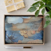 Papier Mousseline Découpage Elégante Fleurs Pastel bleu Pêche Crème (Cadeau)