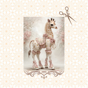 Papier Mousseline Découpage élégante girafe Vintage en robe antique