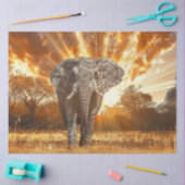 Papier Mousseline Découpage Éléphant Captivant Coucher de Soleil  (Artisanat)