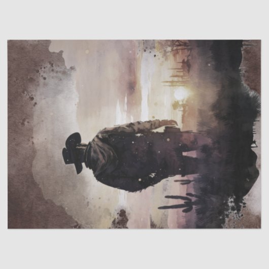 Papier Mousseline Découpage en aquarelle Western Cowboy (Recto)