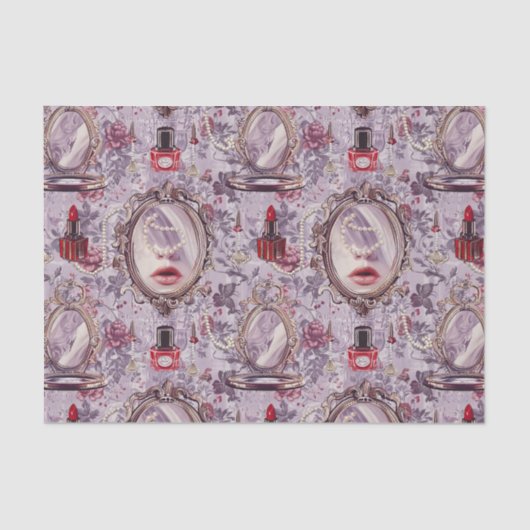 Papier Mousseline Découpage en bâton à lèvres Retro Maquillage Vanit (Recto)