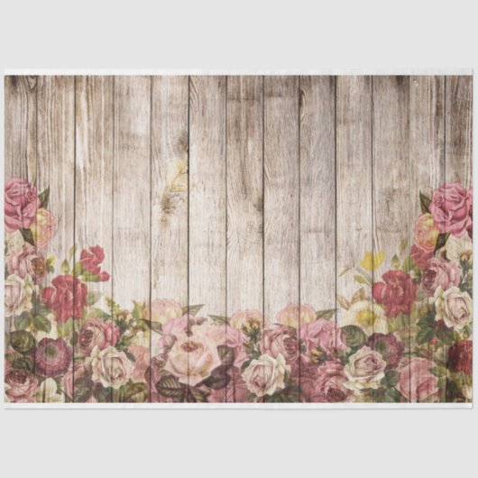 Papier Mousseline Découpage en bois rustique rose (Recto)