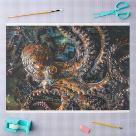 Papier Mousseline Découpage en bronze rouille octopus (Artisanat)