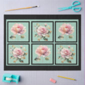 Papier Mousseline Découpage en carreaux de Roses rose or (Artisanat)