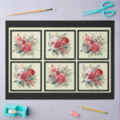 Papier Mousseline Découpage en carreaux de roses rouges (Artisanat)