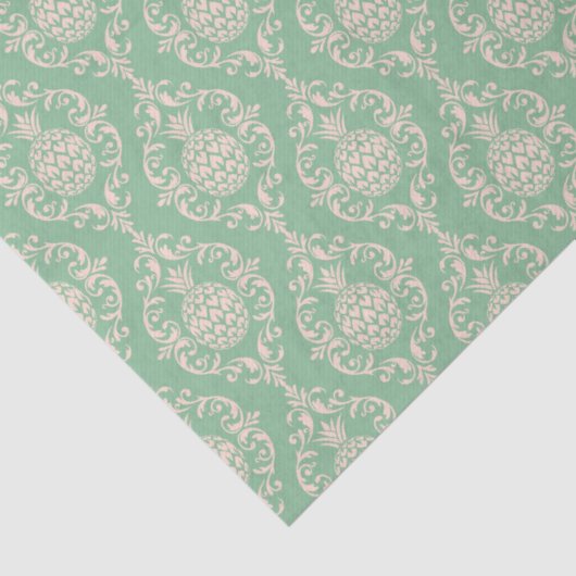 Papier Mousseline Découpage en damas d'ananas vert (Détail)