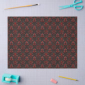 Papier Mousseline Découpage en damas rouge et noir avec relief (Artisanat)