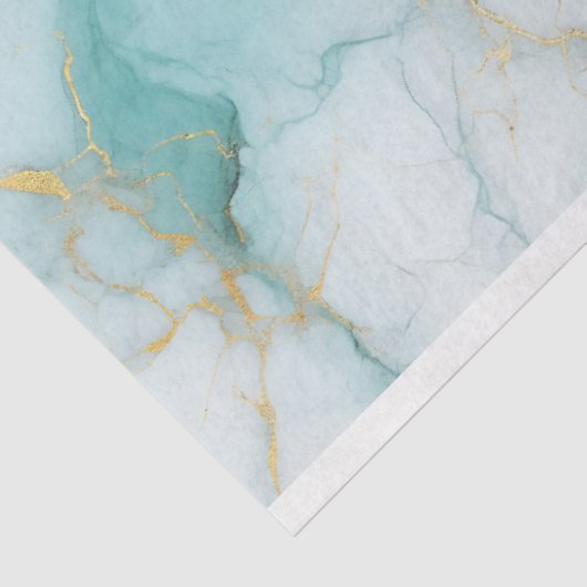 Papier Mousseline Découpage en marbre blanc Aqua (Détail)