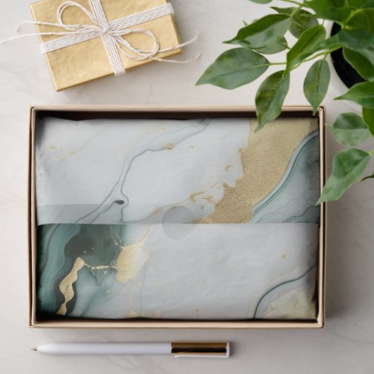 Papier Mousseline Découpage en marbre blanc turquoise (Cadeau)