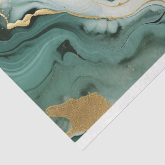 Papier Mousseline Découpage en marbre blanc turquoise (Détail)