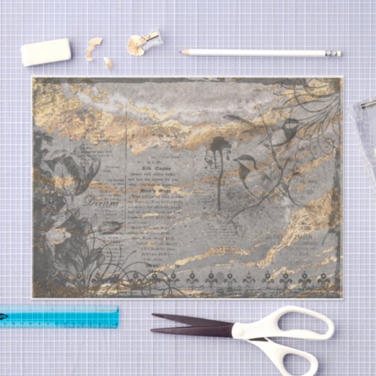 Papier Mousseline Découpage en marbre français (Artisanat)