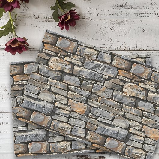 Papier Mousseline Découpage en pierre empilée rustique et transparen
