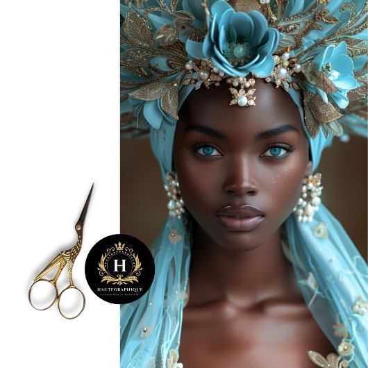 Papier Mousseline Découpage en tête florale bleu turquoise