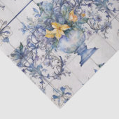 Papier Mousseline Découpage en tuiles florales italiennes bleues et (Détail)