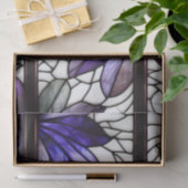 Papier Mousseline Découpage en verre blanc violet fleuri (Cadeau)