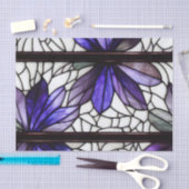 Papier Mousseline Découpage en verre blanc violet fleuri (Artisanat)
