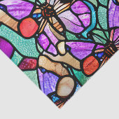 Papier Mousseline Découpage en verre tendu Bleu et Purple Papillon (Détail)