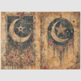 Papier Mousseline Découpage en vieux papier gothique céleste