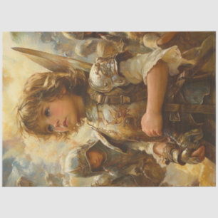 Papier Mousseline Découpage Enfants fidèles qui mettent l'armure de 