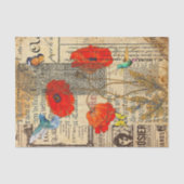 Papier Mousseline Découpage Ephémère Vintage Colibri (Recto)