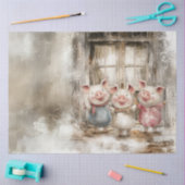 Papier Mousseline Decoupage Fairytale Whimsical Pigs Storybook (Artisanat)