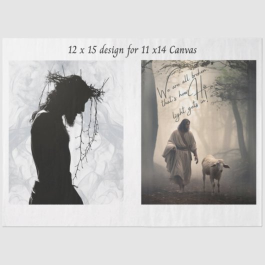 Papier Mousseline Decoupage Faith Based Jesus 11x14 Canvas (Recto)