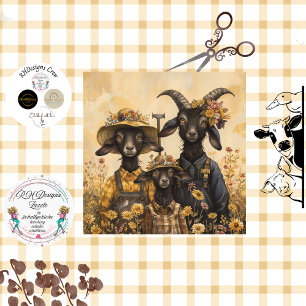 Papier Mousseline Découpage Famille de chèvres fantaisistes agricult