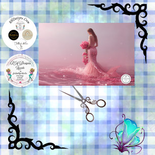 Papier Mousseline Découpage Fantaisie Rose Sirène Thème Océan
