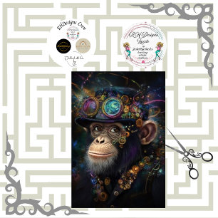 Papier Mousseline Découpage Fantaisiste Singe Steampunk Couleur Vive