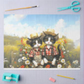 Papier Mousseline Découpage Farming Cats Harver et Tiller (Artisanat)