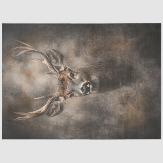 Papier Mousseline Découpage Faune Portrait de cerfs Gros Antlers (Recto)