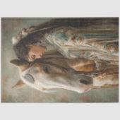 Papier Mousseline Découpage Femme amérindienne et son cheval (Recto)