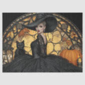 Papier Mousseline Découpage Femme gothique Automne Imprimer Verre (Recto)