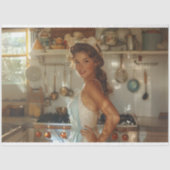 Papier Mousseline Découpage Femme nostalgique du milieu du siècle da (Recto)