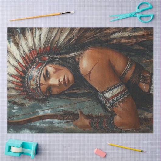 Papier Mousseline Découpage Femmes amérindiennes guerrières (Artisanat)