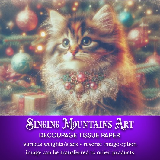 Papier Mousseline Découpage Festive de chat de Noël