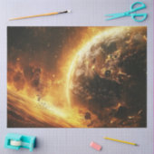 Papier Mousseline Decoupage Fiery Flames Chaotic Earth  (Artisanat)