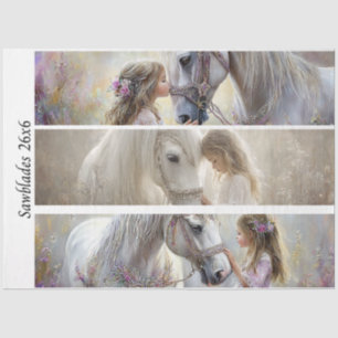 Papier Mousseline Découpage Fille au cheval blanc Art Scies à main