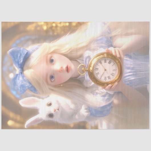 Papier Mousseline Découpage Fille et lapin Whimsical sur les aventur (Recto)