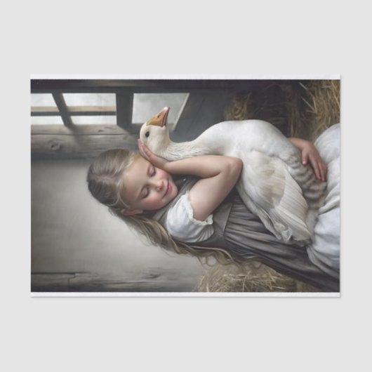 Papier Mousseline Découpage fille et oie (Recto)