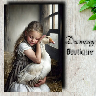 Papier Mousseline Découpage fille et oie