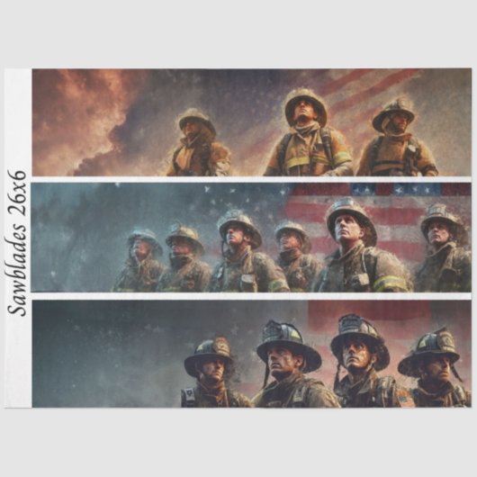 Papier Mousseline Decoupage Firefighter Tribute Handsaws  (Recto)