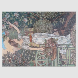 Papier Mousseline Découpage Fleur française Art Nouveau Lady Garden