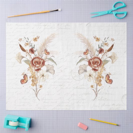 Papier Mousseline Découpage Fleur sauvage automne Pampas Ephémère en (Artisanat)