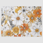 Papier Mousseline Découpage Fleur sauvage Boho Gold Orange White Dai (Recto)