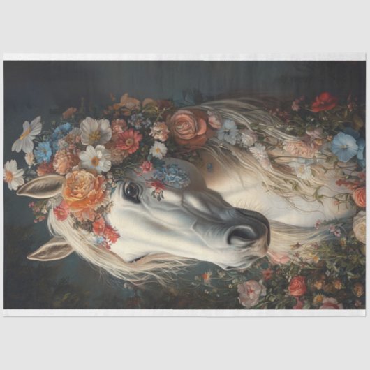 Papier Mousseline Découpage Fleur Whimsical Orned Winning Horse (Recto)