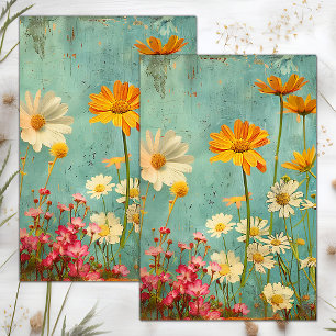 PAPIER MOUSSELINE DECOUPAGE FLEURI EN DETRESSE GRUNGE